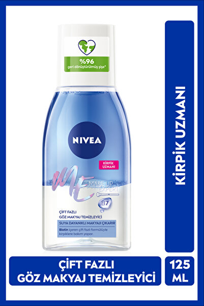 NIVEA Çift Fazlı Göz Makyaj Temizleyici Make Up Expert 125 ml,Biotin,Kirpik Bakımı,Suya Dayanıklı Makyaj