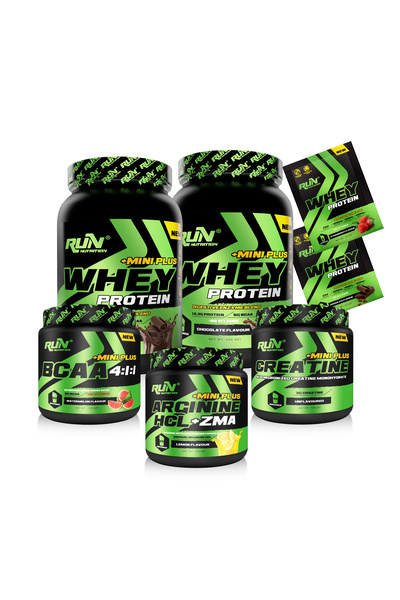 Run Nutrition Fitness MİNİ MEGA - 2x Whey Mini Plus Çikolata, Bcaa Karpuz, Creatine, Arginine Limon - Hediyeli