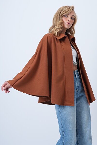 Trend Alaçatı Stili Women's Tile Hidden Placket Cape Cashmere Jacket Alc-X14590