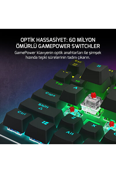GamePower Calypso V2 RGB Optik Su ve Toza Dayanıklı Mekanik Red Switch USB DIY Gaming Klavye