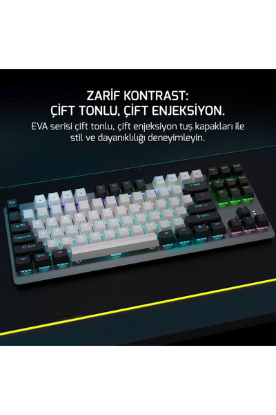 GamePower Eva 3 60M Mekanik Red Switch Türkçe Q 88 Tuş USB Gaming Klavye - 3 Yıl Garantili