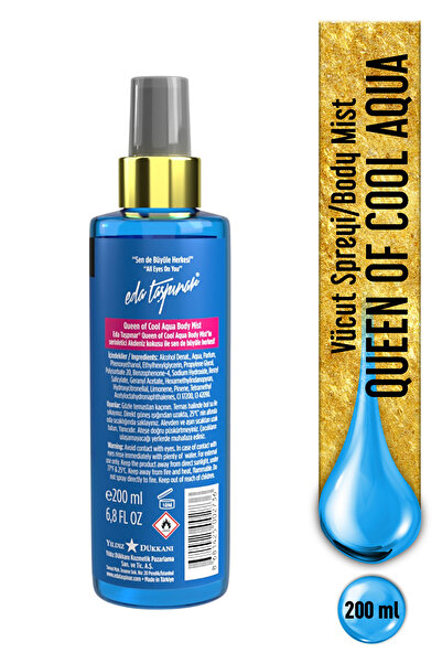 Eda Taşpınar QueenOf Cool Aqua Body Mist Vücut Spreyi, Mykonos’un Mistik Kokusu, Fresh Okyanus, 200 ml