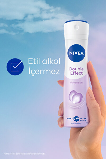 NIVEA Kadın Sprey Deodorant Double Effect 150 ml,72 Saat Anti Perspirant Koruma,Pürüzsüz Cilt