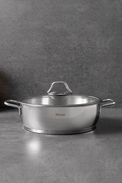 Hisar Teos Induction Base Steel Oblate Pot 26 cm