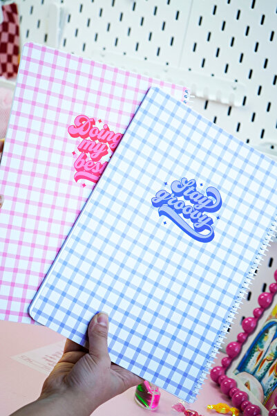 Victoria's Journals A4 Spiral School Notebook Set of 2 – Checkered, Soft Touch Cover
