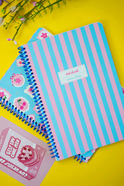 Victoria's Journals A5 Spiralli Okul Defteri 2’li Set – Çizgili, Soft Touch Kapak