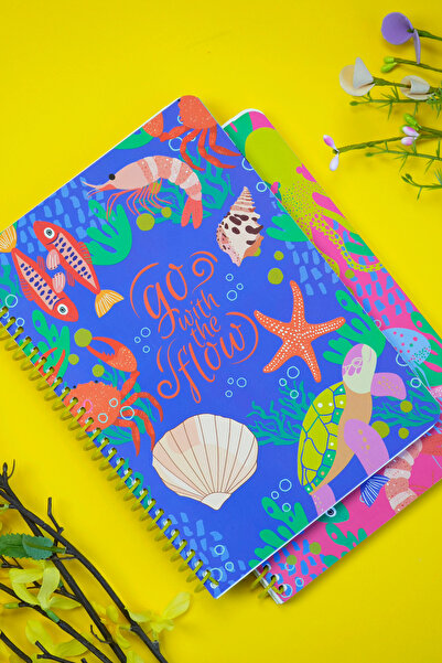 Victoria's Journals A5 Spiral School Notebook Set of 2 – Checkered, Soft Touch Cover