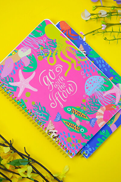 Victoria's Journals A5 Spiral School Notebook Set of 2 – Checkered, Soft Touch Cover