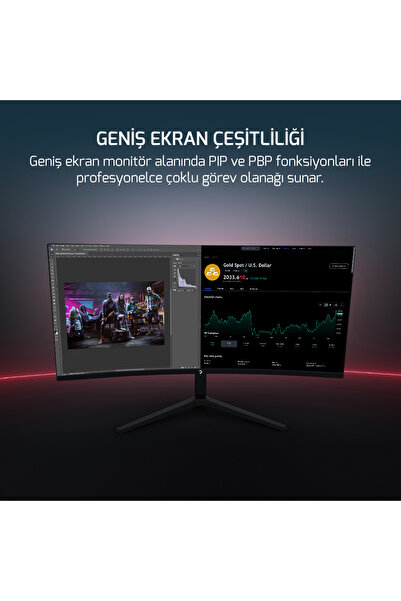 GamePower WQ34 34'' 1ms 180Hz Curved 2K UWQHD 3440*1440 Pivot 21:9 Gaming Monitör (Sıfır Ölü Piksel
