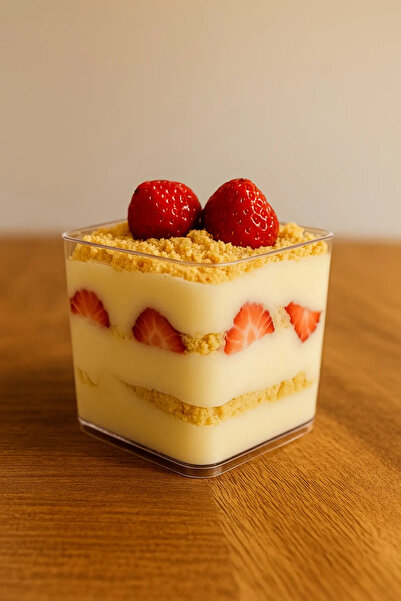 PARLAPACK Plastic Dessert Bowl Presentation Bowl with Lid 10 Pieces Mica Plastic Bowl Magnolia, Tiramisu, Pudding, Ashoura..