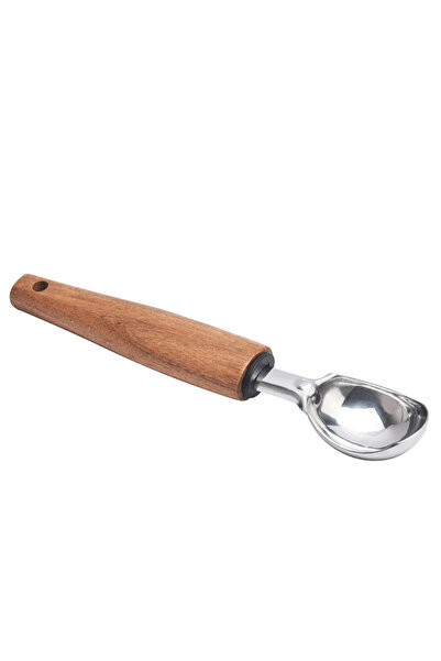 Natural Life By Styli مغرفة آيس كريم من الفولاذ المقاوم للصدأ بمقبض من خشب الأكاسيا