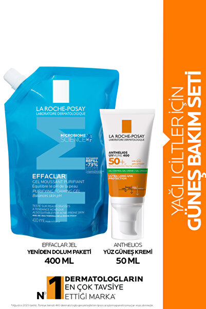 La Roche Posay Yağlı Ciltler İçin Güneş Bakım Seti:Effaclar Jel Yeniden Dolum Paketi&Anthelios Yüz Güneş Kremi