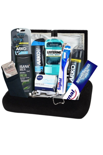 Arko Men Erkek Bakım Seti Siyah Erkek Çorap - Içi Saten Damat Çeyiz Sandık Bo...