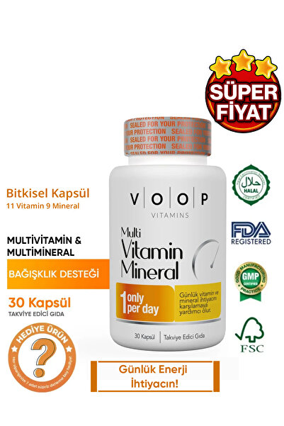 VOOP Multivitamin & Mineral 30 Kapsül | 11 Vitamin, 9 Mineral