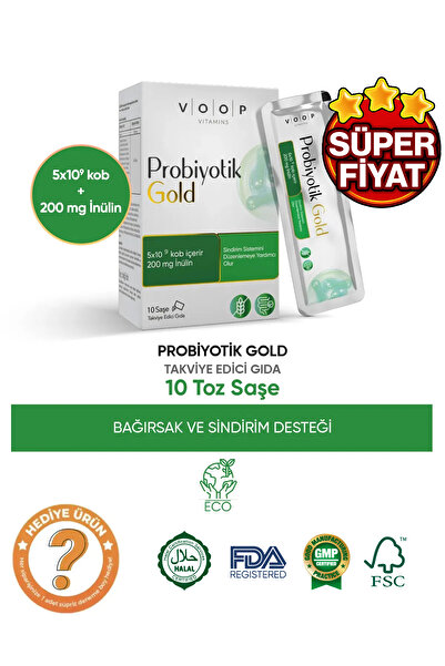 VOOP Probiyotik Mikroorganizma İçeren 10'lu Saşe Takviye Edici Gıda