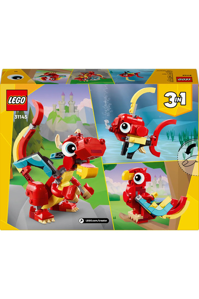 LEGO ® Creator 3’ü 1 Arada Kırmızı Ejderha 31145 - 6+ Çocuklar için Yaratıcı Oyuncak Yapım Seti (149P)