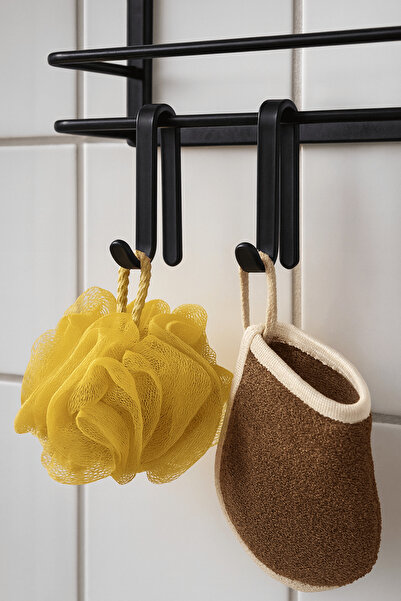 Sas Haus 2’li Siyah Askı Kanca Seti – Banyo & Mutfak Rafları İçin Plastik Ask...