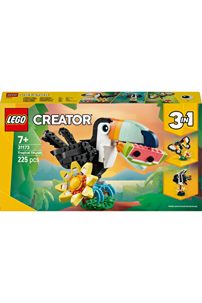 LEGO ® Creator 3'ü 1 Arada Vahşi Hayvanlar: Tropikal Tukan Kuşu 31173 - 7+ Oyuncak Yapım Seti (225P)