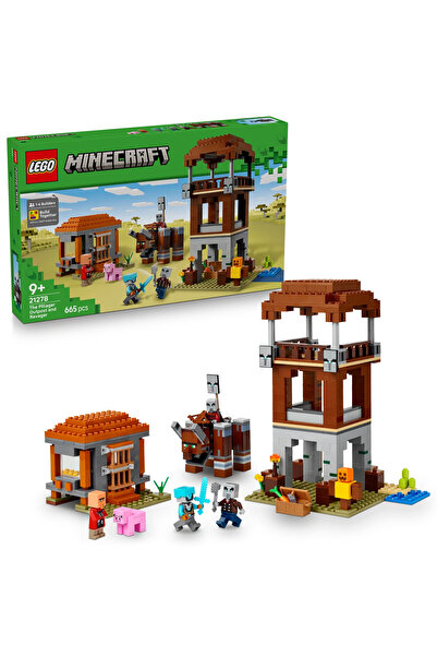 LEGO ® Minecraft® Yağmacı Karakolu ve Çapulcu 21278 - 9+ Çocuklar için Yaratıcı Oyuncak Yapım Seti (665P)