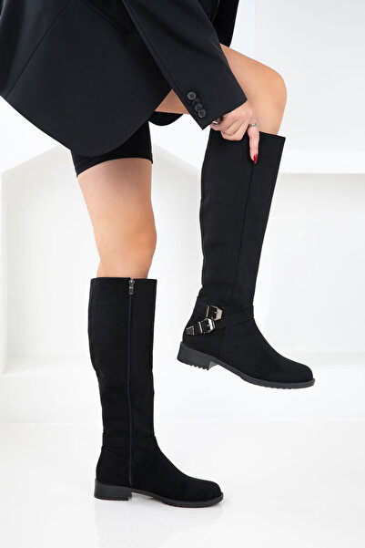 SOHO Fekete velúr női csizma 14220
