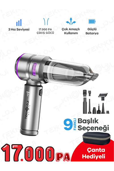 Teknoloji Gelsin Mini Araç Süpürgesi El tipi Portatif 15.000 Pa Extra Vakum G...