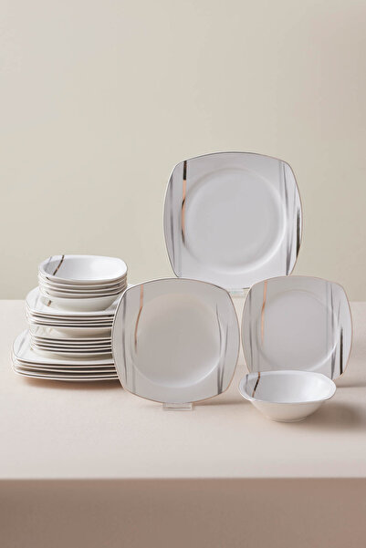 Karaca Square Bone Bera 24 Parça 6 Kişilik Porselen Yemek Takımı