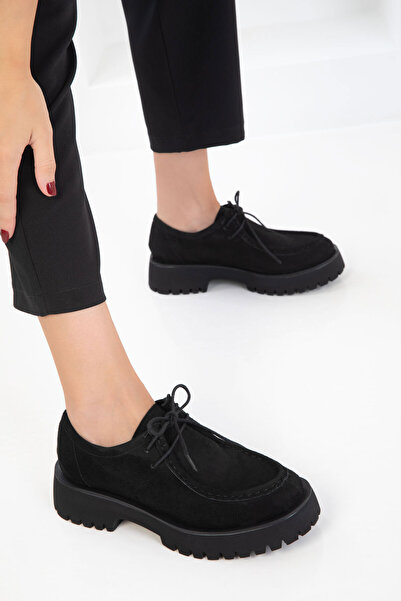 SOHO Damen-Loafer aus schwarzem Wildleder 20901