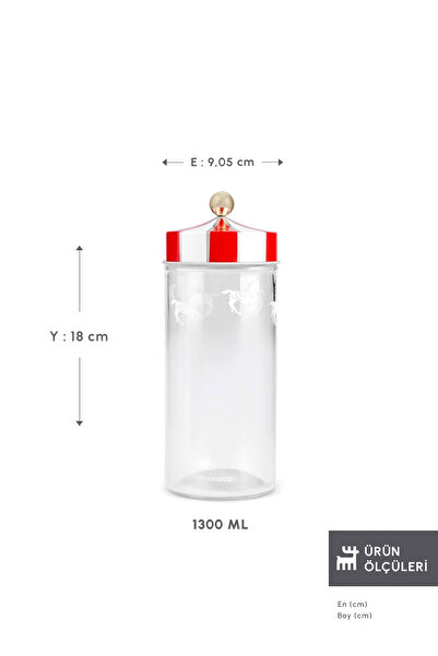 Karaca Carnival Vacuum Glass Jar with Lid/Storage Container 1300 ml