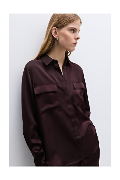 LEFTIES Nő szatén ing zsebekkel