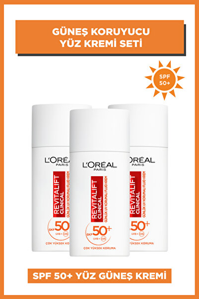 L'Oreal Paris 3'lü Revitalift Clinical C Vitaminli Yüz Güneş Kremi 50+ SPF