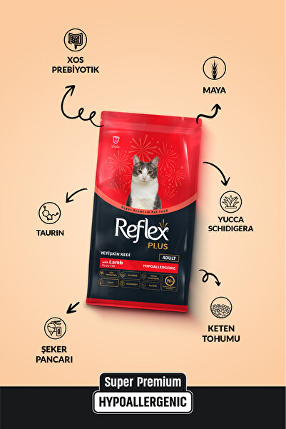 Reflex Plus Kuzu Etli ve Pirinçli Yetişkin Kedi Maması 1,5 kg