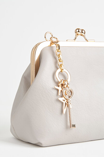 Vivaq Women's Light Gray Burs Closure Lined Handbag and Shoulder Bag with Key Charm Gift