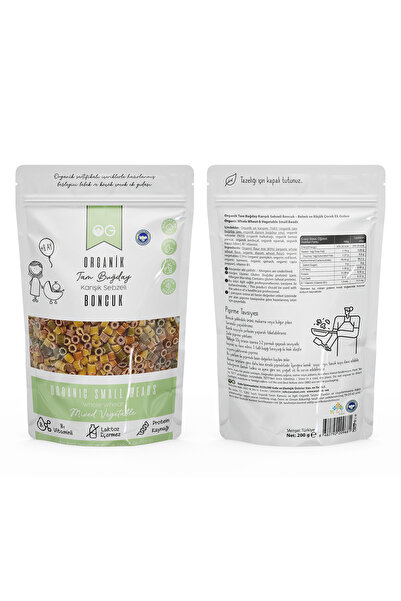 OG natural Organik Karışık Sebzeli Tam Buğday Boncuk Makarna 200 gr +8 Ay