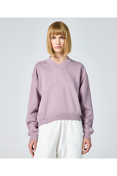 Champion Eco Future Hooded Sweatshirt Organik Pamuk Mor Kadın Kapüşonlu Sweat...