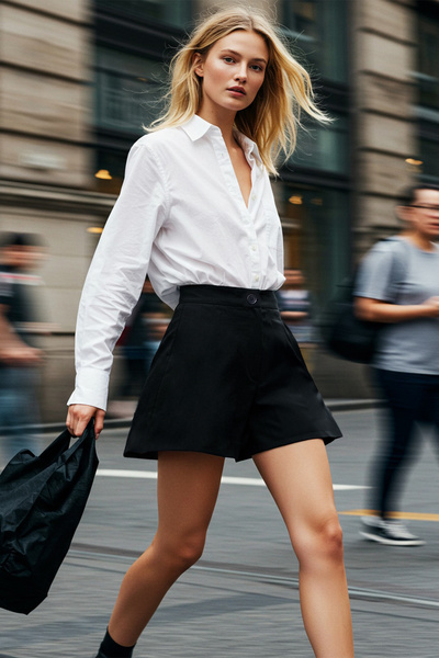 Trendyol Collection Schwarze, plissierte, ausgestellte Shorts und Bermuda für...