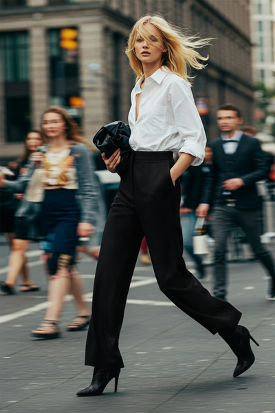 ترينديول كوليكشن بنطلون ليكرا مرن واسع الساق/واسع الساق للمراهقين باللون الأس...