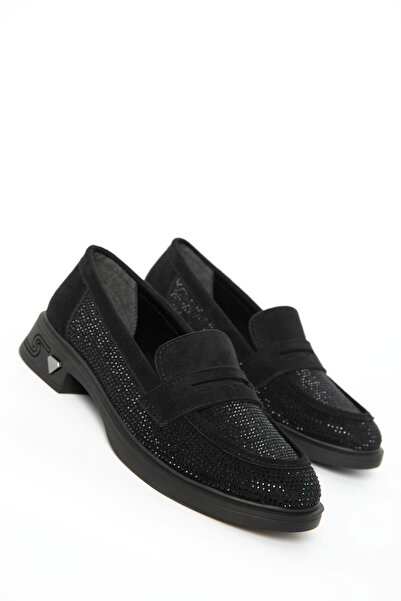 SOHO Siyah Süet-Siyah Kadın Loafer Ayakkabı 21026