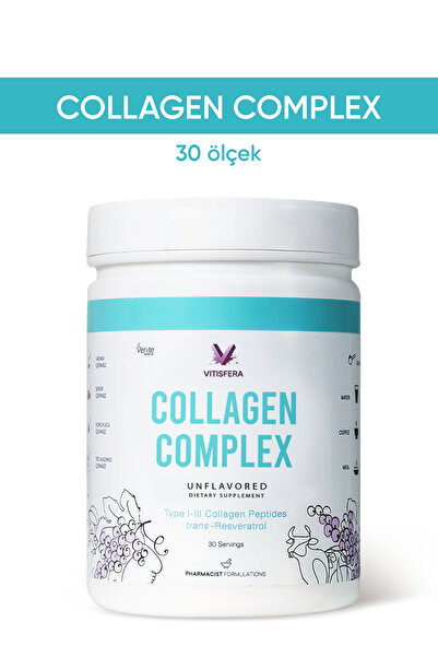 Vitisfera Collagen %100 Saf, Doğal Tip I-III Çift Hidrolize Kolajen Peptitleri + trans Resveratrol