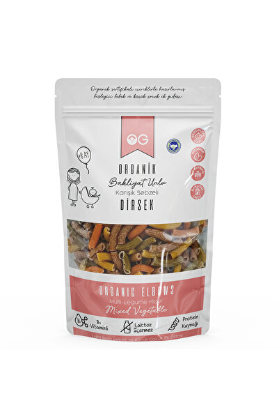 OG natural Organik Karışık Sebzeli Bakliyat Unlu Dirsek Makarna 200 Gr +8 Ay