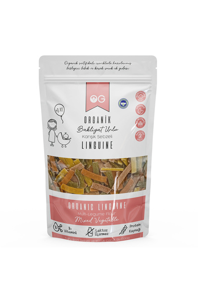 OG natural Organik Karışık Sebzeli Bakliyat Unlu Şerit Makarna Linguine 200 G...