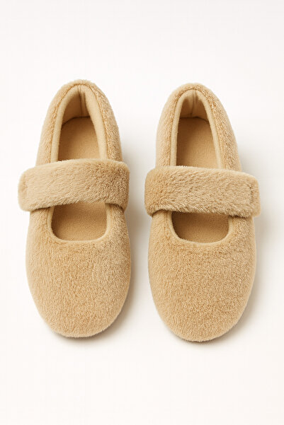 Beyond Women's Beige Thick Strap Mary Jane Feather Casual Ballerinas Byndmj002