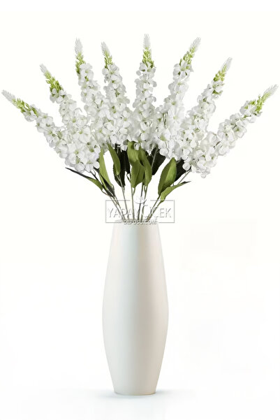 Yapay Çiçek Deposu Yapay Çiçek Snapdragon Dali 70 cm Beyaz