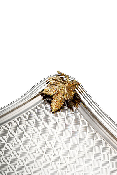 Emsan Leafy Rectangular Tray Platinum