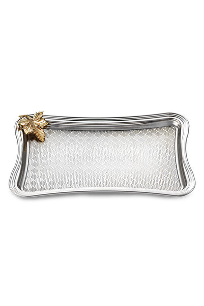 Emsan Leafy Rectangular Tray Platinum