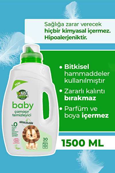 Just Green Organic Bebek Çamaşır Deterjanı,baby Çamaşır Temizleyici,bebekler Için %100 Doğal Ve Hassas Temizlik,1500 ml