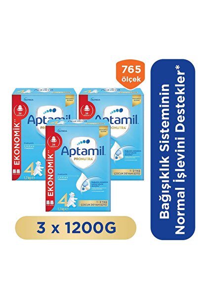 Aptamil 4 Prebiyotikli Çocuk Devam Sütü 1200 X3 Adet 3600 Gr