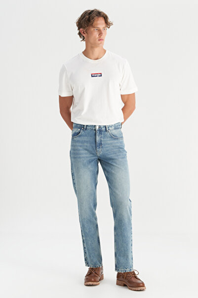 WRANGLER 100% βαμβακερό Frank Relaxed Fit Wide Cut Indigo Jean τζιν παντελόνι