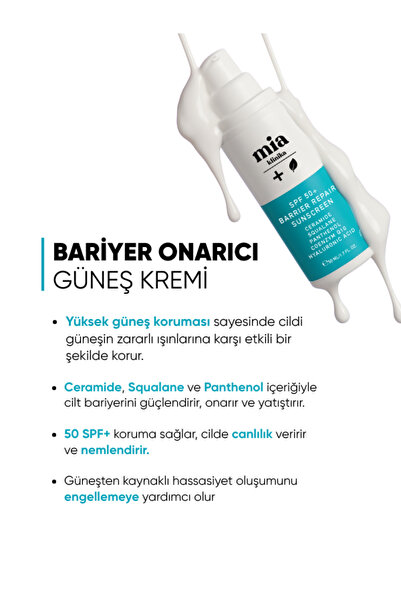 mia klinika Spf 50+ Bariyer Güçlendirici Nemlendirici Güneş Kremi