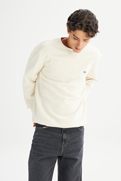 Lee Crew Neck 100% Cotton Regular Fit Off-White Sweatshirt