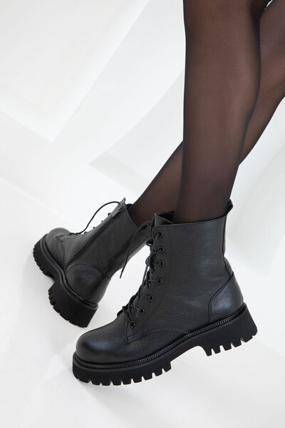 SOHO Siyah Hakiki Deri Kadın Bot & Bootie 20021